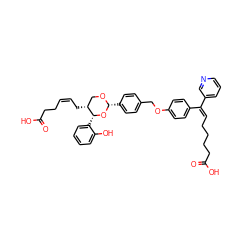 O=C(O)CC/C=C\C[C@@H]1CO[C@H](c2ccc(COc3ccc(/C(=C\CCCCC(=O)O)c4cccnc4)cc3)cc2)O[C@@H]1c1ccccc1O ZINC000029344686