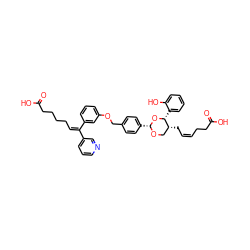 O=C(O)CC/C=C\C[C@@H]1CO[C@H](c2ccc(COc3cccc(/C(=C\CCCCC(=O)O)c4cccnc4)c3)cc2)O[C@@H]1c1ccccc1O ZINC000029391646