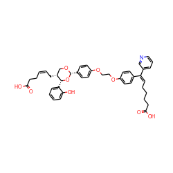 O=C(O)CC/C=C\C[C@@H]1CO[C@H](c2ccc(OCCOc3ccc(/C(=C\CCCCC(=O)O)c4cccnc4)cc3)cc2)O[C@@H]1c1ccccc1O ZINC000029392859