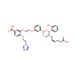 O=C(O)CC/C=C\C[C@@H]1CO[C@H](c2cccc(OCCOc3cc(C(=O)O)ccc3OCCn3ccnc3)c2)O[C@@H]1c1ccccc1O ZINC000029392550