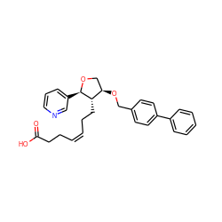 O=C(O)CC/C=C\CC[C@H]1[C@H](OCc2ccc(-c3ccccc3)cc2)CO[C@@H]1c1cccnc1 ZINC000026181216