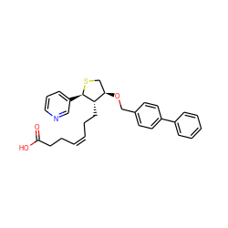 O=C(O)CC/C=C\CC[C@H]1[C@H](OCc2ccc(-c3ccccc3)cc2)CS[C@@H]1c1cccnc1 ZINC000026183936