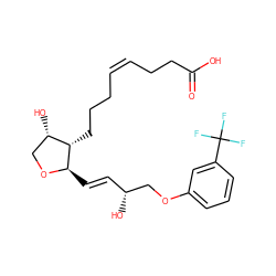 O=C(O)CC/C=C\CCC[C@H]1[C@@H](O)CO[C@@H]1/C=C/[C@@H](O)COc1cccc(C(F)(F)F)c1 ZINC000028371995