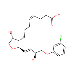 O=C(O)CC/C=C\CCC[C@H]1[C@@H](O)CO[C@@H]1/C=C/[C@H](O)COc1cccc(Cl)c1 ZINC000028362155