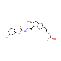 O=C(O)CC/C=C1/C[C@H]2C[C@@H](O)[C@H](/C=N/NC(=O)Nc3cccc(Cl)c3)[C@H]2C1 ZINC000026164989