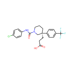 O=C(O)CC[C@@]1(c2ccc(C(F)(F)F)cc2)CCCN(C(=O)Nc2ccc(Cl)cc2)C1 ZINC000049115207