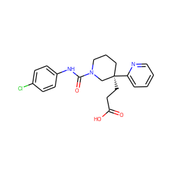 O=C(O)CC[C@@]1(c2ccccn2)CCCN(C(=O)Nc2ccc(Cl)cc2)C1 ZINC000048998548