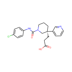 O=C(O)CC[C@@]1(c2cccnc2)CCCN(C(=O)Nc2ccc(Cl)cc2)C1 ZINC000049013843