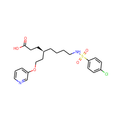 O=C(O)CC[C@@H](CCCCNS(=O)(=O)c1ccc(Cl)cc1)CCOc1cccnc1 ZINC000003786600