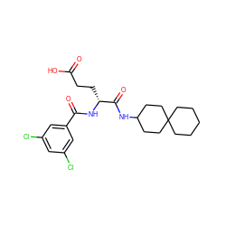 O=C(O)CC[C@@H](NC(=O)c1cc(Cl)cc(Cl)c1)C(=O)NC1CCC2(CCCCC2)CC1 ZINC000013447349