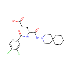 O=C(O)CC[C@@H](NC(=O)c1ccc(Cl)c(Cl)c1)C(=O)NN1CCC2(CCCCC2)CC1 ZINC000027207360