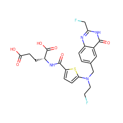 O=C(O)CC[C@@H](NC(=O)c1ccc(N(CCF)Cc2ccc3nc(CF)[nH]c(=O)c3c2)s1)C(=O)O ZINC000029392744