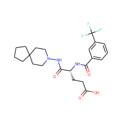 O=C(O)CC[C@@H](NC(=O)c1cccc(C(F)(F)F)c1)C(=O)NN1CCC2(CCCC2)CC1 ZINC000027214260