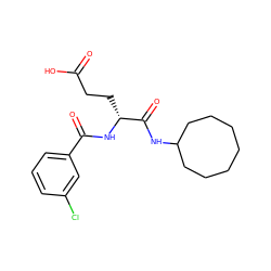 O=C(O)CC[C@@H](NC(=O)c1cccc(Cl)c1)C(=O)NC1CCCCCCC1 ZINC000013447243