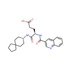 O=C(O)CC[C@@H](NC(=O)c1cnc2ccccc2c1)C(=O)NN1CCC2(CCCC2)CC1 ZINC000027211097