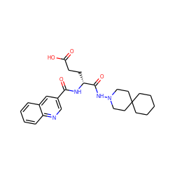 O=C(O)CC[C@@H](NC(=O)c1cnc2ccccc2c1)C(=O)NN1CCC2(CCCCC2)CC1 ZINC000027203117