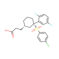 O=C(O)CC[C@@H]1CCC[C@](c2cc(F)ccc2F)(S(=O)(=O)c2ccc(Cl)cc2)C1 ZINC000036175646