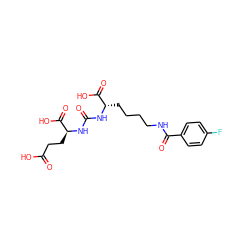 O=C(O)CC[C@H](NC(=O)N[C@@H](CCCCNC(=O)c1ccc(F)cc1)C(=O)O)C(=O)O ZINC000040845595