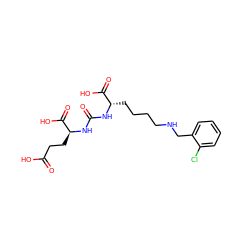 O=C(O)CC[C@H](NC(=O)N[C@@H](CCCCNCc1ccccc1Cl)C(=O)O)C(=O)O ZINC000040973380