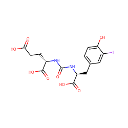 O=C(O)CC[C@H](NC(=O)N[C@@H](Cc1ccc(O)c(I)c1)C(=O)O)C(=O)O ZINC000035802305