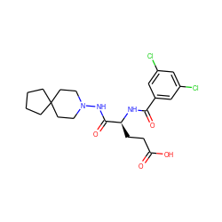 O=C(O)CC[C@H](NC(=O)c1cc(Cl)cc(Cl)c1)C(=O)NN1CCC2(CCCC2)CC1 ZINC000027212163