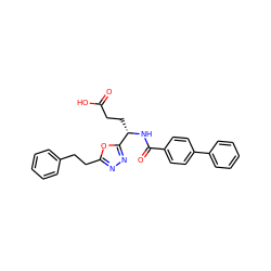 O=C(O)CC[C@H](NC(=O)c1ccc(-c2ccccc2)cc1)c1nnc(CCc2ccccc2)o1 ZINC000072177203