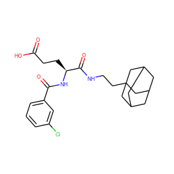 O=C(O)CC[C@H](NC(=O)c1cccc(Cl)c1)C(=O)NCCC12CC3CC(CC(C3)C1)C2 ZINC000013447375