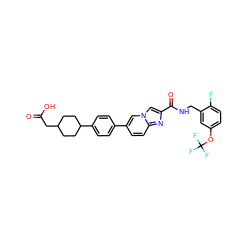 O=C(O)CC1CCC(c2ccc(-c3ccc4nc(C(=O)NCc5cc(OC(F)(F)F)ccc5F)cn4c3)cc2)CC1 ZINC000148180636