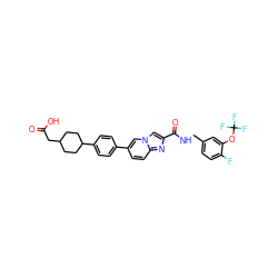 O=C(O)CC1CCC(c2ccc(-c3ccc4nc(C(=O)NCc5ccc(F)c(OC(F)(F)F)c5)cn4c3)cc2)CC1 ZINC000219074158