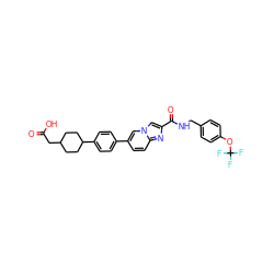 O=C(O)CC1CCC(c2ccc(-c3ccc4nc(C(=O)NCc5ccc(OC(F)(F)F)cc5)cn4c3)cc2)CC1 ZINC000205578447