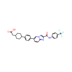 O=C(O)CC1CCC(c2ccc(-c3ccc4nc(C(=O)Nc5ccc(C(F)(F)F)cc5)cn4c3)cc2)CC1 ZINC000205578465