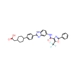 O=C(O)CC1CCC(c2ccc(-c3nc4cc(NC(=O)c5nc(-c6ccccc6)oc5C(F)(F)F)ccc4[nH]3)cc2)CC1 ZINC000096273600