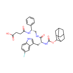 O=C(O)CCC(=O)N[C@@H](CNC(=O)[C@@H](Cc1c[nH]c2ccc(F)cc12)NC(=O)OC1C2CC3CC(C2)CC1C3)c1ccccc1 ZINC000029571640