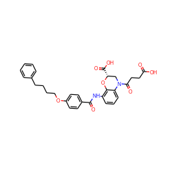 O=C(O)CCC(=O)N1C[C@@H](C(=O)O)Oc2c(NC(=O)c3ccc(OCCCCc4ccccc4)cc3)cccc21 ZINC000059624568