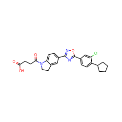 O=C(O)CCC(=O)N1CCc2cc(-c3noc(-c4ccc(C5CCCC5)c(Cl)c4)n3)ccc21 ZINC000073160773