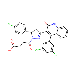 O=C(O)CCC(=O)N1N=C(c2c(-c3cc(Cl)cc(Cl)c3)c3ccccc3[nH]c2=O)C[C@H]1c1ccc(Cl)cc1 ZINC000096283798