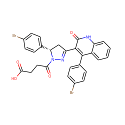 O=C(O)CCC(=O)N1N=C(c2c(-c3ccc(Br)cc3)c3ccccc3[nH]c2=O)C[C@H]1c1ccc(Br)cc1 ZINC000096283822