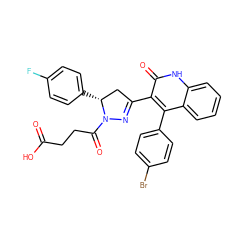 O=C(O)CCC(=O)N1N=C(c2c(-c3ccc(Br)cc3)c3ccccc3[nH]c2=O)C[C@H]1c1ccc(F)cc1 ZINC000096283818