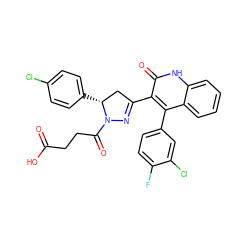 O=C(O)CCC(=O)N1N=C(c2c(-c3ccc(F)c(Cl)c3)c3ccccc3[nH]c2=O)C[C@H]1c1ccc(Cl)cc1 ZINC000096283806