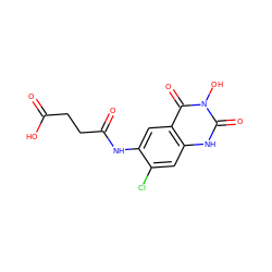 O=C(O)CCC(=O)Nc1cc2c(=O)n(O)c(=O)[nH]c2cc1Cl ZINC000034633884