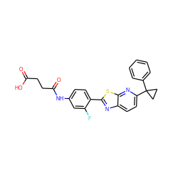 O=C(O)CCC(=O)Nc1ccc(-c2nc3ccc(C4(c5ccccc5)CC4)nc3s2)c(F)c1 ZINC000073197650