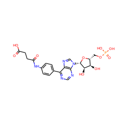 O=C(O)CCC(=O)Nc1ccc(-c2ncnc3c2ncn3[C@@H]2O[C@H](COP(=O)(O)O)[C@@H](O)[C@H]2O)cc1 ZINC000299822558