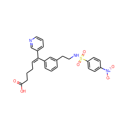 O=C(O)CCC/C=C(/c1cccnc1)c1cccc(CCNS(=O)(=O)c2ccc([N+](=O)[O-])cc2)c1 ZINC000027761077