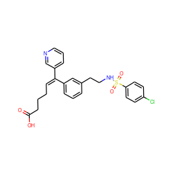 O=C(O)CCC/C=C(/c1cccnc1)c1cccc(CCNS(=O)(=O)c2ccc(Cl)cc2)c1 ZINC000013733165