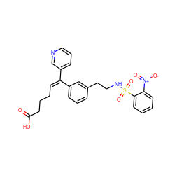 O=C(O)CCC/C=C(/c1cccnc1)c1cccc(CCNS(=O)(=O)c2ccccc2[N+](=O)[O-])c1 ZINC000027844253