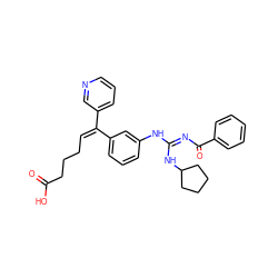 O=C(O)CCC/C=C(/c1cccnc1)c1cccc(N/C(=N/C(=O)c2ccccc2)NC2CCCC2)c1 ZINC000013796605