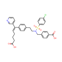 O=C(O)CCC/C=C(\c1ccc(CCN(Cc2ccc(C(=O)O)cc2)S(=O)(=O)c2ccc(Cl)cc2)cc1)c1cccnc1 ZINC000027303372