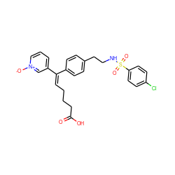 O=C(O)CCC/C=C(\c1ccc(CCNS(=O)(=O)c2ccc(Cl)cc2)cc1)c1ccc[n+]([O-])c1 ZINC000027315393