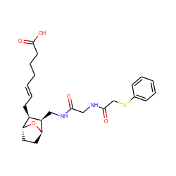 O=C(O)CCC/C=C/C[C@H]1[C@@H](CNC(=O)CNC(=O)CSc2ccccc2)[C@H]2CC[C@H]1O2 ZINC000169325648