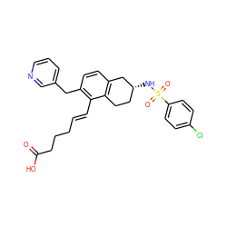 O=C(O)CCC/C=C/c1c(Cc2cccnc2)ccc2c1CC[C@@H](NS(=O)(=O)c1ccc(Cl)cc1)C2 ZINC000003828514